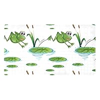 Non-Slip Bathtub Mats Frog Jumped in The Lotus Leaf Prints Soft Bath Tub Bathroom Shower Mat for Baby and Adults, Machine Washable
