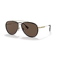 BURBERRY Oliver BE 3125 101773 Gold Metal Aviator Sunglasses Brown Lens