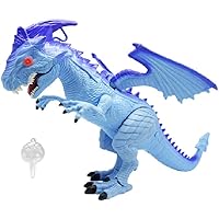 iDragon Mighty Megasaur Battery Operated Walking & Ice Breathing Dragon Toy with Light Up Eyes and Realistic Sounds, Great for Imaginative Pretend Play for Kids