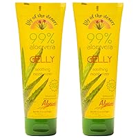 Gelly Moisturizer - 99% Organic Aloe Vera Gel for Skin, After Sun Care with Aloe, Vitamin E Oil, and Vitamin C for Sunburn Relief, 8 Fl Oz (Pack of 2)