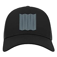 Atspauda Blue Ocean Waves Modern Minimalistic Art Half Mesh Cotton Trucker Cap Baseball Hat Black