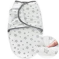 Biloban Baby Swaddles 0-3 Months for Boy Girls, Warm Quilted Baby Swaddle, Newborn Swaddle, Adjustable Swaddle Blanket, Lovely White Stars, 1 Pack