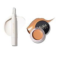 LAURA GELLER Under Eye Brightening Color Correcting Makeup Kit - Includes Illuminating Undereye Primer + Cancel-n-Conceal Darkness Neutralizing Perfector, Golden Medium/Sand