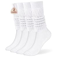 2 Pairs Slouch Socks for Women, Soft Extra Long Chunky Scrunch Knee High Sock Winter Knit Slouchy Socks leg warmmers