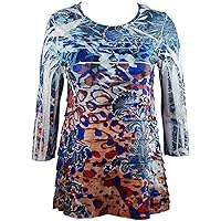 Cubism - Dotted Daze, Ruffled Burnout 3/4 Sleeve Woman's Fashion Top