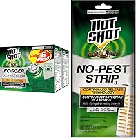 Hot Shot Fogger with Odor Neutralizer, Kills Roaches, Ants, Spiders & Fleas, Controls Heavy Infestations, 3 Count, 2 Ounce Pack of 2 & No-Pest Strip, Pack of 1