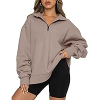 Trendy Queen Womens Oversized Sweatshirts Hoodies Half Zip Pullover Fall Fashion Outfits 2024 Y2k Clothes