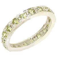 925 Sterling Silver Real Genuine Peridot Womens Eternity Ring