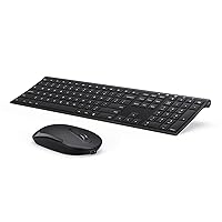 Wireless Keyboard and Mouse, Vssoplor 2.4GHz Rechargeable Compact Quiet Full-Size Keyboard and Mouse Combo with Nano USB Receiver for Windows, Laptop, PC, Notebook-Black