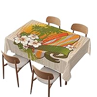 Exotic Surf Wood Board Water Sports Art tablecloth, 52x70 inch, Waterproof Stain Resistant Print Table Cloth, for Kitchen Indoor Outdoor Events party Decor-Rectangle Table Clothes for 4 Ft Tables