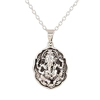 NOVICA Handmade .925 Sterling Silver Pendant Necklace from India No Stone Animal Themed Hinduism Religious Spiritual Elephant 'Ganesha Frame'