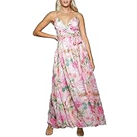Womens Juniors Floral Glitter Formal Dress