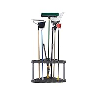 Rubbermaid Plastic Garage Corner Tool Tower Rack, Easy to Assemble, Organizes up to 30 Long-Handled Tools/Rakes/ Brooms/Shovles for Home/House/Outdoor/Sheds
