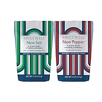 Spicewell New Salt & New Pepper Duo Pack, 30% Lower In Sodium Than Regular Table Salt, Infused with Turmeric and 21 Plant-Based Vitamins and Minerals