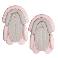 Diono Cuddle Soft 2-Pack 2-in-1 Baby Head Neck Body Support Pillow for Newborn Baby Super Soft Car Seat Insert Cushion, Perfect for Infant Car Seats, Convertible Car Seats, Strollers, Gray/Pink