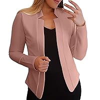 Women's Casual Work Office Elegant Open Front Long Sleeve Notched Lapel Loose Blazers Jacket Coat