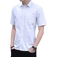 Men's Solid Short Sleeve Oxford Shirt Lightweight Summer Regular Fit Shirt Casual Slim Button Down Dress Shirts
