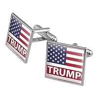 President Trump American Flag Square Cufflink Set - Silver or Gold