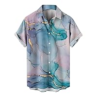 Men's Short Sleeve Shirts Casual Lapel Beach Holiday Wear Fashion Shirt Hawaiian Short-Sleeved Long Shirts