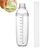 Cocktail Shaker Set - Large Capacity Cocktail Shaker Kit with Lemon Hammer | Upgraded Shaker with Scale and Strainer Top, Clear Cocktail Shaker Measuring Jigger for Bar Party Home