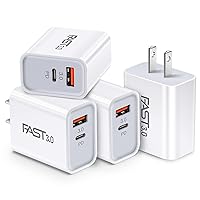 20W USB C Fast Charger [4-Pack] iSeekerKit Dual Port PD Power Delivery + Fast Charger 3.0 Wall Charger Block Compatible for iPhone 15 14 13 Pro Max Mini XS/XR/X, 8/7/6, iPad Pro,Samsung Galaxy, Pixel