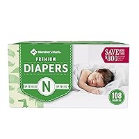 Members Mark Members Mark Premium Baby Diapers, Newborn Size 10 Pounds, 108 Count