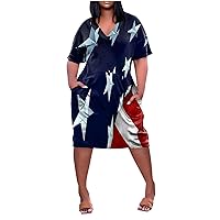 XJYIOEWT Long Casual Summer Dresses for Women 2024,Women Plus Size Fashionable Printed V Neck Comfortable Loose Dress Sh