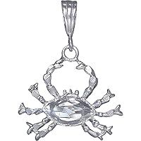 Sterling Silver Crab Pendant Necklace Diamond Cut Finish 2.56 Inhces 26 Grmas
