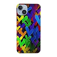 Rainbow Heart Printed Phone Case for iPhone 14 Plus 6.7 Inch Clear Shockproof Phone Cover Cases,Not Yellowing,Wireless Fast Charging