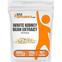 BULKSUPPLEMENTS.COM White Kidney Bean Extract Powder - White Kidney Bean Powder, Herbal Supplement - Gluten Free, 1500mg per Serving, 250g (8.8 oz) (Pack of 1)