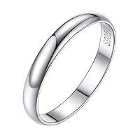 3MM Minimalist Silver Band Rings, Engagement Rings for Her Wedding Bride Jewelry Love Eternity Jewelry Size 7