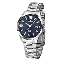Atrium A32-35 Men's Watch Solar Stainless Steel Analogue 10 Bar with Stainless Steel Strap and Date Display Silver Blue, silver, Bracelet