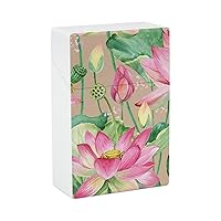 Watercolor Lotus Flowers Cigarette Box One-Hand Flip-Top Cigarette Case Holder Gift for Men Women