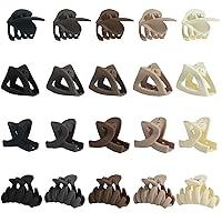 20Pcs Medium Claw Hair Clips for Women Girls,Matte Love,Triangle,Ribbon and Semicircle Small Claw Clips for Thin/Medium Thick Hair Cute Hair Accessories Nonslip Clips (Beige,Khaki,Coffee,Brown,Black)