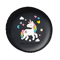 U-nicorn Keep On Dreaming Leather Spare Tire Cover Portable Wheel Protectors Universal Car Accessories Shell 17inch