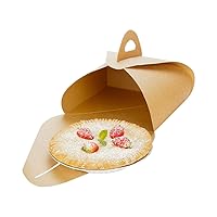 Restaurantware Ingenero 9.1 Inch Cake Boxes With Handles 100 Built-In Handle Lunch Boxes - Grease-Resistant Lining For Desserts Or Meals Kraft Paper Gable Boxes Easy To Carry Recyclable