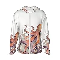 UPF50+ Octopus tentacles Sun Protection Hoodie Jacket Quick Dry Long Sleeve Sun Shirt For Men Women
