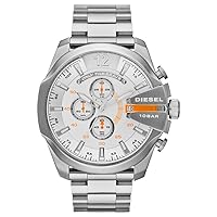 Diesel Men's Watch Mega Chief Digital or Chronograph Movement, Stainless Steel with a 51mm Case Size and Steel or Leather Strap
