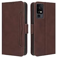 TCL 40 XL Case, Magnetic Full Body Protection Shockproof Flip Leather Wallet Case Cover with Card Holder for TCL 40 XL / 40XL Phone Case (Brown)