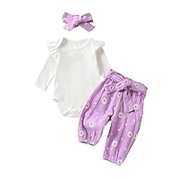Infant Baby Girl Winter Clothes Elephant Print Romper Crewneck Pullover Tops Bow Pants Headband Cute Newborn Outfit