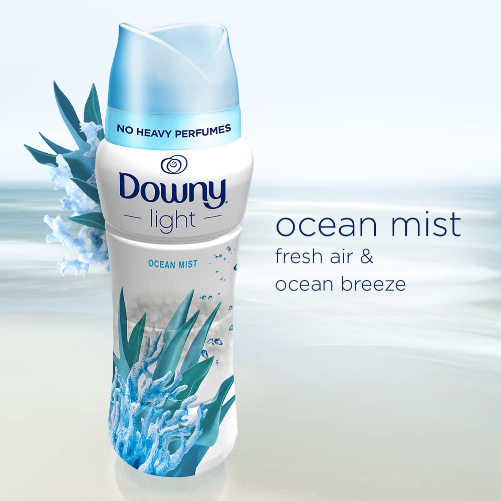 Downy Light Laundry Scent Booster Beads for Washer, Ocean Mist, 24 oz, with No Heavy Perfumes