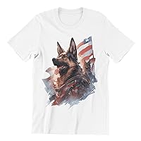 German Shepherd in USA Flag T-Shirt Showcasing The Perfect Blend of Loyalty and Liberty