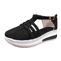 Women's platform Sandals sneakers Open Toe Breathable Flat Sandal Solid Mesh Fish Mouth Sandals Shoe Buckle Ankle Strap