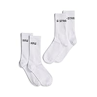 G-STAR RAW Men's Cotton Blend Brand Logo Mid-Calf Athletic Crew Sock 2-Pack