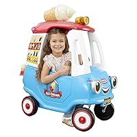 Little Tikes Cozy Ice Cream Truck, Coupe Ride On Car, Kid and Parent Powered, Truck Music, Including Accessories- Gift for Kids, Toy Girls Boys Ages 1.5 to 5 Years Old