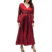 Women's Slim Fit Long Sleeve Solid Color Glossy Surface Evening Dress Party Party Elegant Sexy Dress All Cocktail