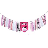 Pink Cow Theme High Chair Banner - Baby First Birthday Party Banner - Smash Cake Photo Prop - 1st Farm Theme Birthday Photo Props