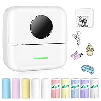 Mini Pocket Bluetooth Printer-Portable Thermal Printer with 10 Roll Papers for Journal/DIY Scrapbook/Travel/Notes/Lists/Label/Memo, Receipt Printer for Children Women Gifts Kids Christmas IOS&Android