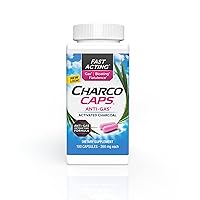 Charcocaps Fast Acting Gas Relief for Bloating & Flatulence, Drug Free Detoxifying Activated Charcoal Formula, 100 Capsules, 30 Day Supply, Pink