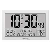 Technoline WS8016 WS 8016 wireless wall clock with temperature display, plastic, silver, 225 x 143 x 24 mm